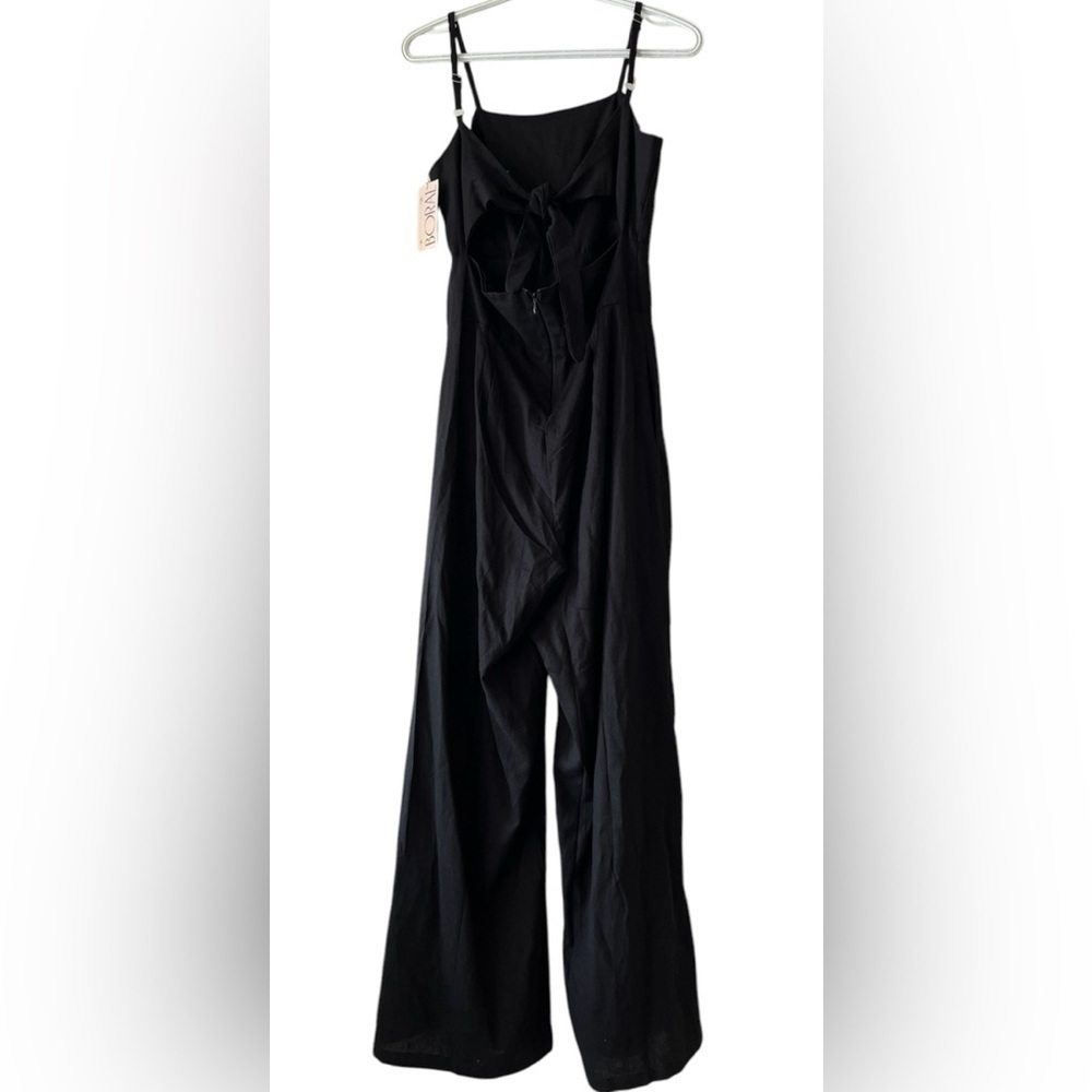 Boral Spaghetti Strap Tied Back Seam Waist Wide Leg Black Jumpsuit Sz Small NWT - Picture 6 of 11